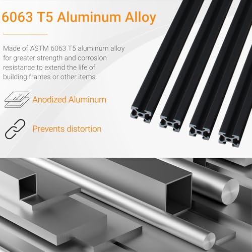 CNCYEAH 4 Stück 1000mm Aluminiumprofil Extrusions Linearschiene Europäische Norm 20X20 T Typ Aluminium profil+4pcs L-Winkelsteckverbinder+50pcs T-Mutter+1pcs Schraubenschlüssel für 3D-Drucker CNC – Bild 3