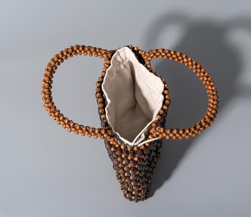 Bolso Pequeño de Madera con Cuentas Tejido para Mujer miniatura 2