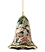 Value Arts Handmade Cloisonne Green Poinsettia Bell Ornament