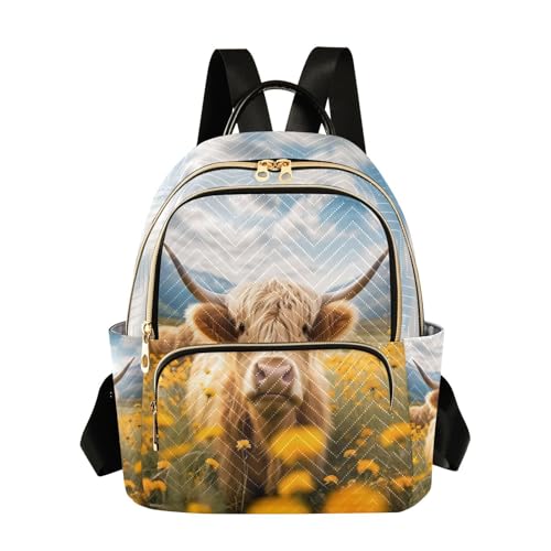 Sac à dos vintage femme grand compartiment imprimé floral et hiboux