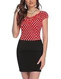ELESOL Vintage Summer Tops for Women Sexy Short Sleeve Top Red Shirt Pinup Blouses Polka Dot Shirt...