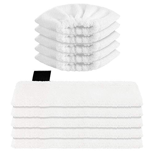 10 Stück Mikrofaser-Tuchset Waschbar 5 Bodendüse + 5 Handdüse Microfiber Cloth für Kärcher Dampfreiniger EasyFix SC2, SC3, SC4, SC5