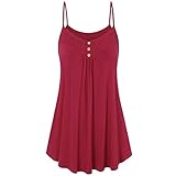 Aniywn Plus Size Vest Women Summer Loose Button V Neck Solid Color Pleated Cami Tank Tops Vest...