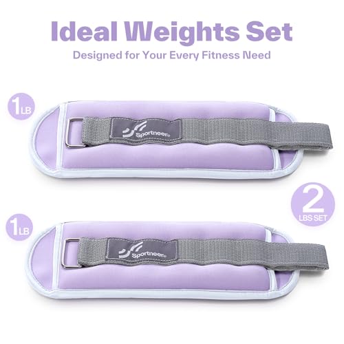 Image of Sportneer Ankle Weights Wrist Weights Pair of 1 /2 /4 /6 /10 LBS for Men Women Kids Strength Training Wrist and Ankle Weights Set with Reflective Strips for Dancing Running Walking Fitness Workout Gym
