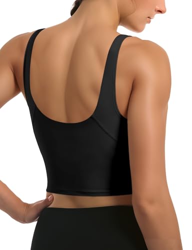 Buauty Sports Bras for Women Longline Wirefree Padded High Support, Workout Tank Crop Tops Built in Bra for Women2