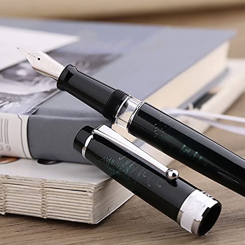 Erofa Majohn T5 Piston Fountain Pen Green Fireworks Medium Nib, Large Ink Capacity Writing Pen Set With Box #TOP6