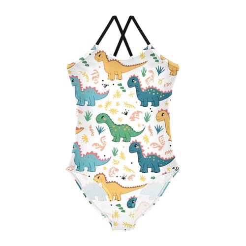 Cute Dinosaurs Girls One Piece Swimsuits Sport Halter Swimwear Beach Bathing Suit 3T