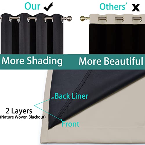 Image of Yakamok 100% Blackout Curtains 84 Inches Long, 2 Thick Layers Heat and Full Light Blocking Soft Thermal Insulated Drapes for Bedroom(52 inch Wide Each Panel, Natural, 2 Panels)