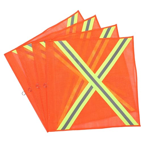 Unomor 4 Pcs High Visibility Reflective Safety Flags Emergency Flags for Trucks Trailers and Vehicles Material for Outdoor Use for Road Work and