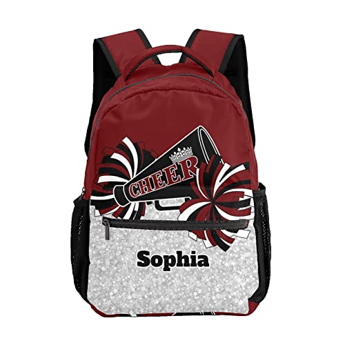 Personalized Cheerleader Dark Red Black Custom Backpack Waterproof Multifunctional Daypack with Name Gift