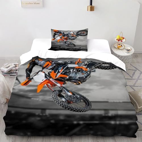 Parure moto tout-terrain 135x200cm avec housse de couette microfibre et taie d'oreiller - 2