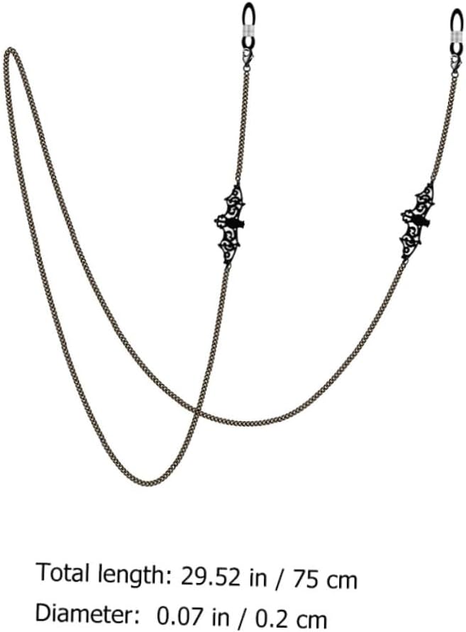 Bat Pendant Glasses Chain and Face Mask Hanging Chain Non-slip Metal Eyeglasses Cord with Hollow Bat Design for Women and Men, Practical Black Eyewear Strap for Sunglasses