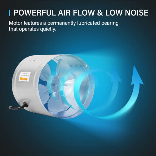 Ipower Glfanxbooster8Ctrlv1 8 Inch 420 Cfm Booster Fan Inline Duct Vent Blower With Variable Speed Controller Adjuster,Low Noise,Silver #TOP6