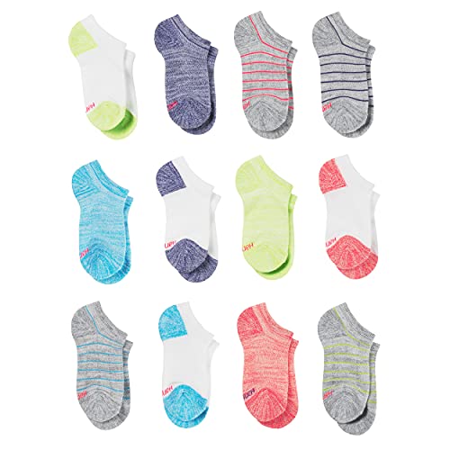 Hanes Big Kid Girls, Breathable Arch Support No Show Socks, 12-Pair Packs