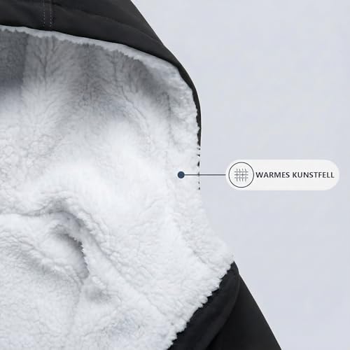 YYNUDA Wintermantel Damen Warm Gefüttert Winter Parka Mittellang Winterjacke Winterparka mit Fellkapuze Dicke Coat Große Größen #337 Schwarz M