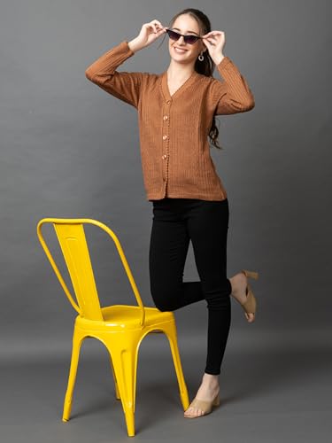 Image of Wear lusso Women's Woolen V-Neck Buttoned Full Sleeve Cardigan Self Design Soft Wool Fabric Winter Wear Pure Wool Sweater with Pockets Stylish Outdoor and Office Wear Girls