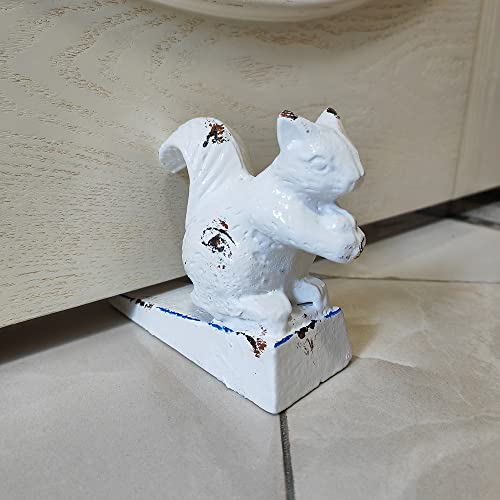 Cast Iron Heavy Door Stop, Cute Animal Shape Doorstop, Antique Style Decorative Door Stopper For Bottom Of Door, Sturdy Door Stop Wedage And Floor Decor - White #TOP4