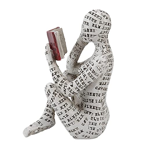 TOPINCN Girl Reading Figurine, Resin Figurine Innovative Lady Reading Pulp Molding Bookshelf Ornaments - Image 3