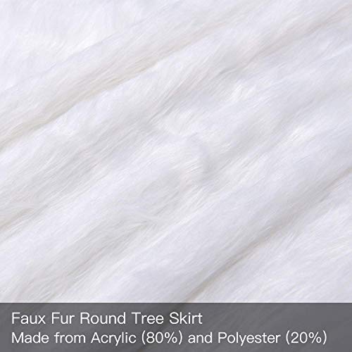 YEAHOME Christmas Tree Skirt, 48 Inch White Soft Faux Fur Tree Skirts Plush Christmas Decorations, White Ornaments Christmas Tree Skirts Xmas Decorations Holiday Party Decor