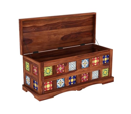 Image of The Attic Jaipur Storage Box, Multipurpose Cabinet for Living Room & Bed room Storage, Solid Wood Classy storage, Honey Matte Finish
