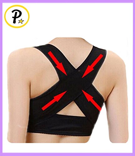 Presadee® Women's Hunchback Posture Shape Corrector Upper Shoulder With Push Up Bra Chest Support (S/M, Black)