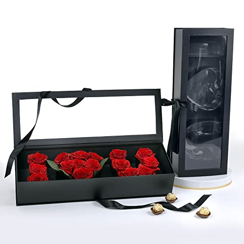 UNIKPACKAGING “I Love You” Flower Gift Letter Shaped Fillable Box, with Plastic Liner, Size 22″ x 8″ x 4″ inch, for Luxury Style Flower and Gift Arrangements (Black)