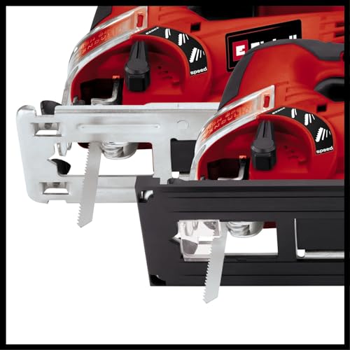 Einhell Wyrzynarka TC-JS 85 (620 W, maks. 85 mm, cięcie ukośne 45°, regulacja prędkości posuwu, 4-stopniowy skok wahadła, adapter ssący, ogranicznik równoległy, kuferek)