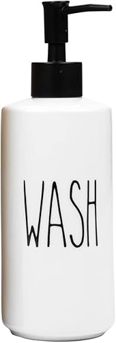 Heartland Home Dispensador de líquido de porcelana de 16 onzas, dispensador de jabón y detergente para cocina, baño y lavandería