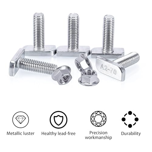 WEDAMOO 16 Stück Hammerkopfschrauben M8x20 mm Set, Hammerkopfschraube mit Sperrzahnmuttern Flanschmuttern M8 Schrauben für PV Solar Montageschienen, Gewächshaus und Photovoltaik