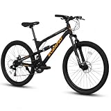 Full Suspension Mountain Bike 26 Inch Wheel, 21-Speed Mountain Bicycle with Dual Disc...