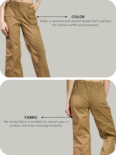 Image of GRECIILOOKS Cargo Pants For Woman | Trousers For Womans |High Waist Cotton Trouser for Women - Flared Parachute Pants with Side Pockets |Womens Cargo Pant | Elegant for College & Events (Available in Plus Size)