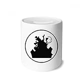 Classification: Tirelires DIYthinker Clown château Parc d\'attractions Silhouette Noire Tirelire en céramique banques d\'épargne-Monnaie Enfants Adultes 3,5 Pouces de Hauteur, 3,1 Pouces de diamètre Multicolore
