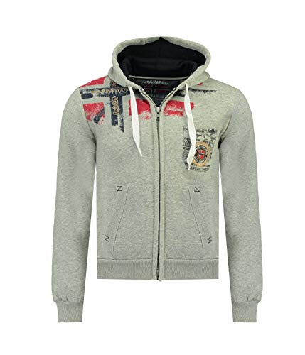 Geographical Norway FESPOTE Men - Sudadera Bolsillo Canguro Hombre - Sudadera Logotipo Hombre - Hoodie Manga Larga Capucha Hood - Sudadera Invierno Capucha Cremallera Sweat (M Gris)