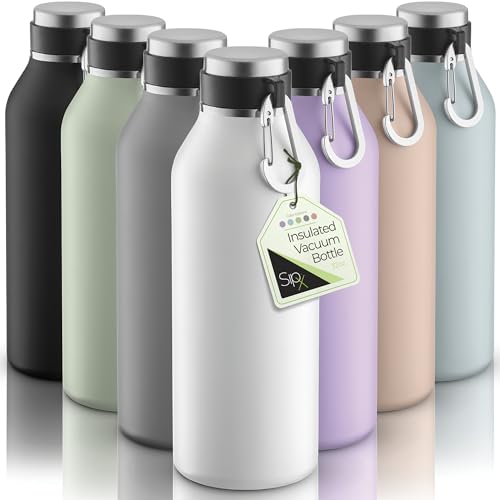 Image of SipX 32 oz Stainless Steel Insulated Water Bottle with Leakproof Lid & Carry Hook - Triple Insulated - Cold 24 Hours /Hot 12 Hours - Perfect for Gym, Work, Sports, Travel - White