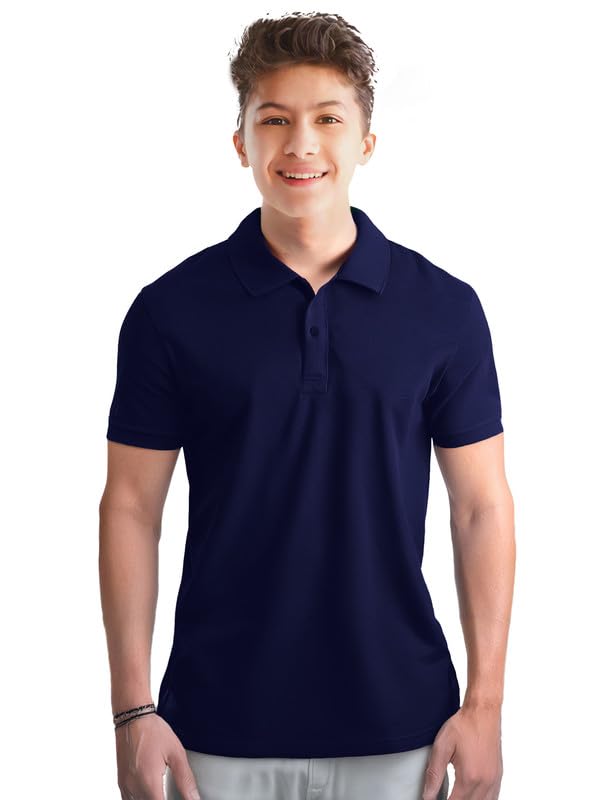 Image of BABYDRAGON Boy's Regular Fit Cotton Rich Polo Collar Tshirts Half Sleeves Pack of 1 Multicolor