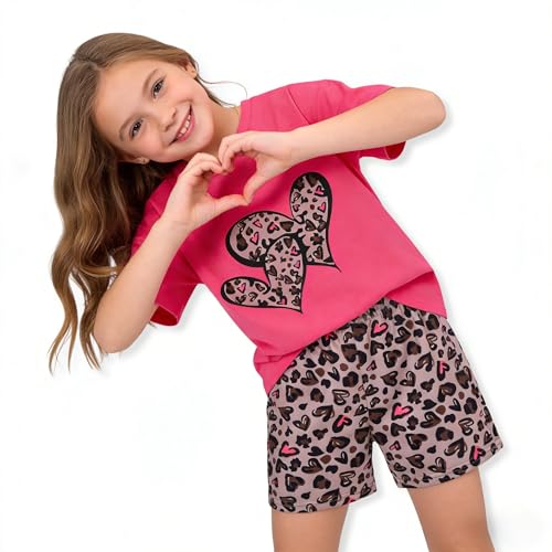 Image of Axumity Kid Toddler Girl Clothes Summer Ruffle Sleeve Figure Graphic Shirt + Shorts Summer Outfits Set