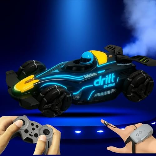 Image of 4WD RC Drift Stunt Car 1:14 Scale | Gesture Control Racing Car with 2.4GHz Remote, Lights, Music, Smoke Effect & 360 Spin | Remote Control Toy for Kids & Adults
