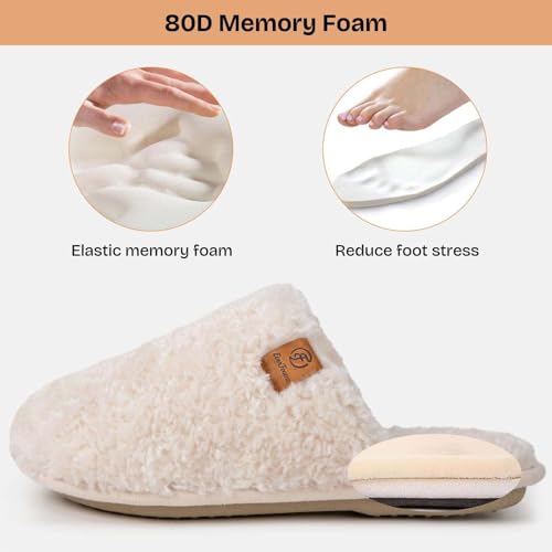 everfoams women39s fuzzy slip-on slippers warm cozy soft lightweight memory foam indoor house shoes