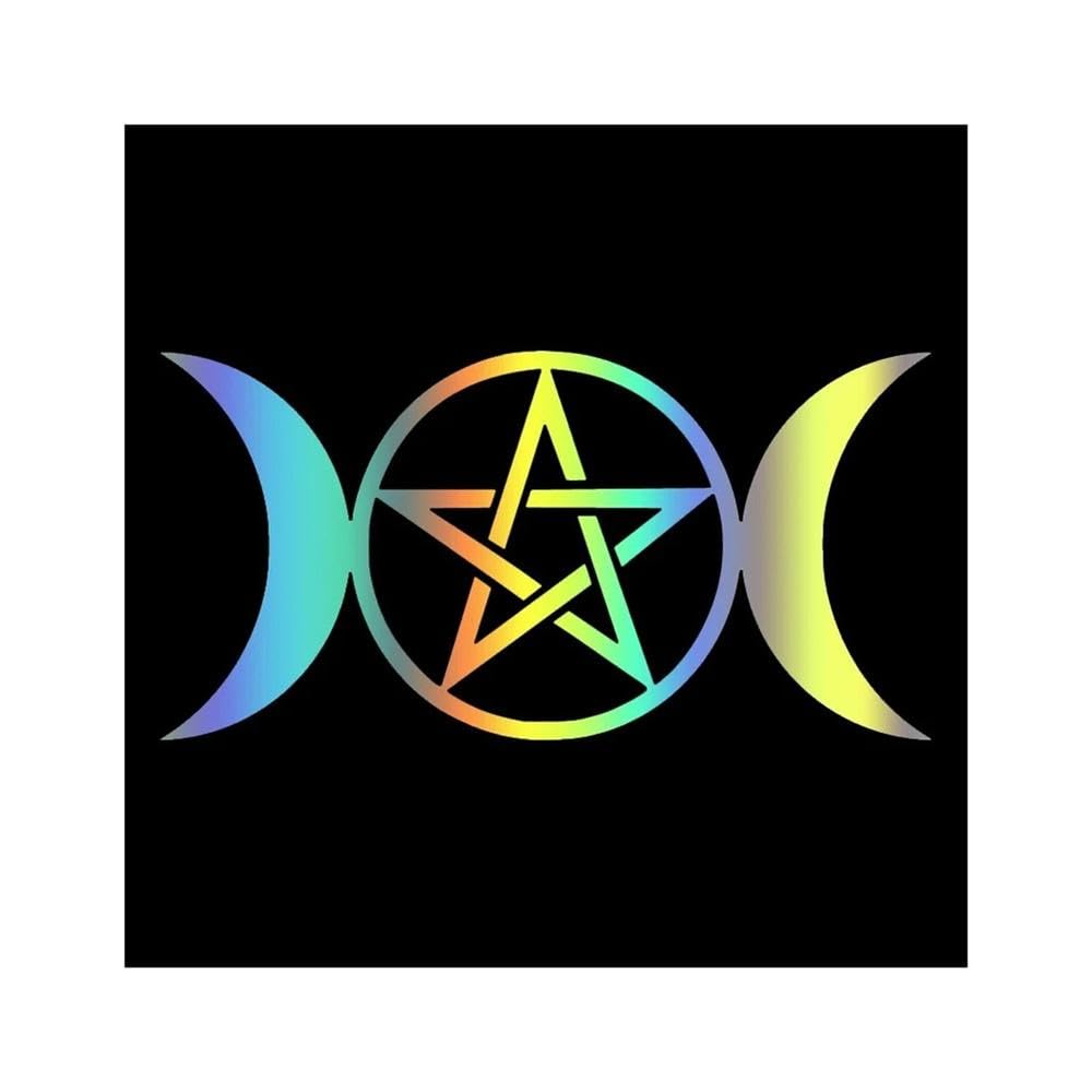 Bertdcx Laser Auto Accessory Car Stickers Vinyl Decal Triple Moon Goddess Wicca Pentacle Motorcycle Decorative Accessories(Laser)