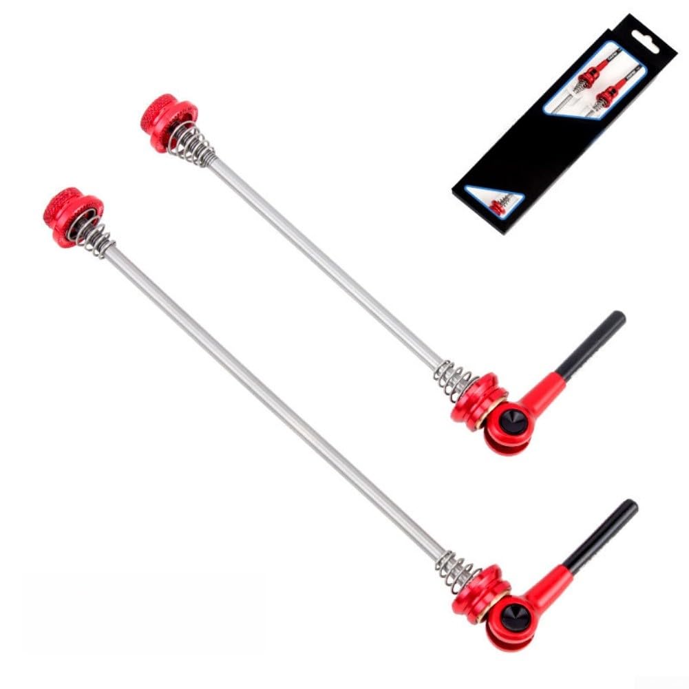 Lightweight 1 Pair Quick Release Bike Skewers, TC4 Alloy Hub Axle Lever for Road and Mountain Bikes, Suitable for Front and Rear Hubs, Resistant (red)