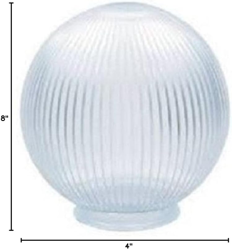 Clear Acrylic Prismatic 8 Inch Lamp Post Globe with 3.91 Inch Neck