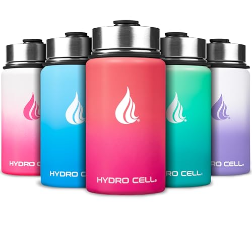 Image of HYDRO CELL Stainless Steel Insulated Water Bottle with Straw - For Cold & Hot Drinks - Metal Vacuum Flask with Screw Cap and Modern Leakproof Sport Thermos for Adults (Coral /Punch 14oz)