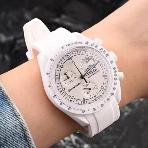 Image of Bands for MoonSwatch Watch,Curved end No Gap,Premium Silicone Rubber Watch Strap for Omega X Swatch Moonswatch Speedmaster /Rolex /SEIKO 20mm 22mm Watch Strap Replacement Band for Men Women