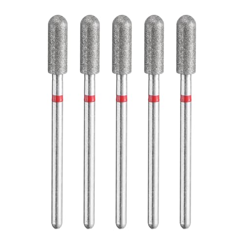 HARFINGTON 5pcs 200-230 Grits Diamond Grinding Bit 4mm Cylindrical Ball Head 2.35mm Shank 12mm Length Stone Sanding Drill Bits Rotary Tool for Ceramic Glass Nails Grinding Polishing