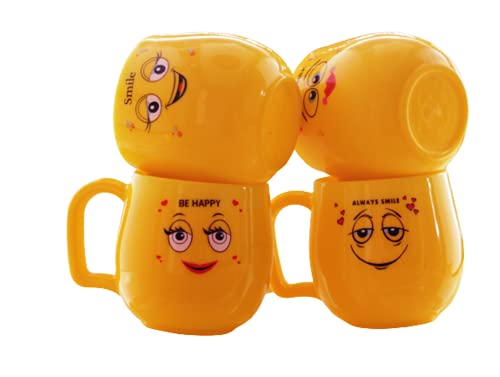 Image of Lilone Yellow Smiley Emoji Coffee Mug Tea Cup with Handle (Melamine Unbreakable) 350ML (Always Smile)