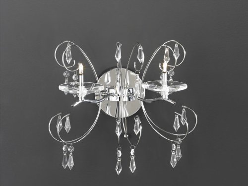 Preisvergleich Produktbild Trio Halogen-Wandleuchte, chrom, Kristallglas, Zugschalter, inkl. LM, 30x37cm