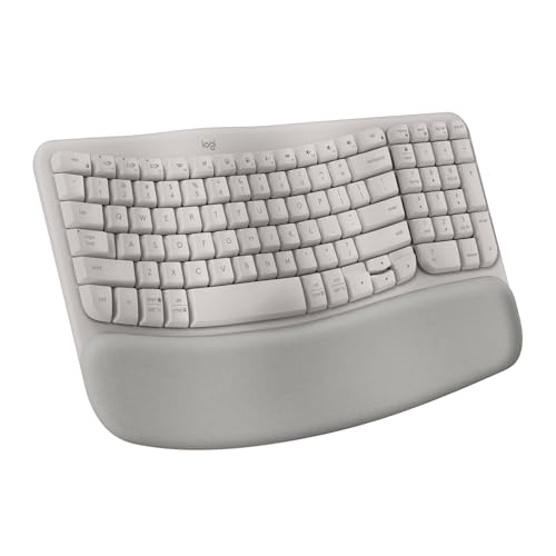 Image of Logitech Wave Keys Wireless Ergonomic Keyboard with Cushioned Palm Rest, Comfortable Natural Typing, Easy-Switch, Bluetooth, Logi Bolt Receiver, for Multi-OS, Windows /Mac - Sand