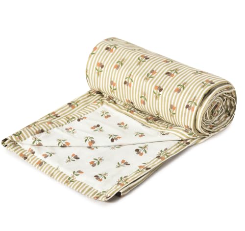Image of Amazon Brand - Umi Double Bed Dohar Blanket Cotton 160 TC | AC Quilt 84x96 Inches | Three Layer Soft Lightweight Comforter | Trendy Elegant Bedspread