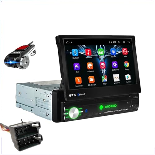 JINFOLI Android 9.0 Autoradio GPS Wifi Autoradio retrattile 1 Din 7 ''Touch Screen Car Multimedia Lettore MP5 Fotocamera di supporto NO DVD Impianto audio stereo per auto(2G-32G DVR)