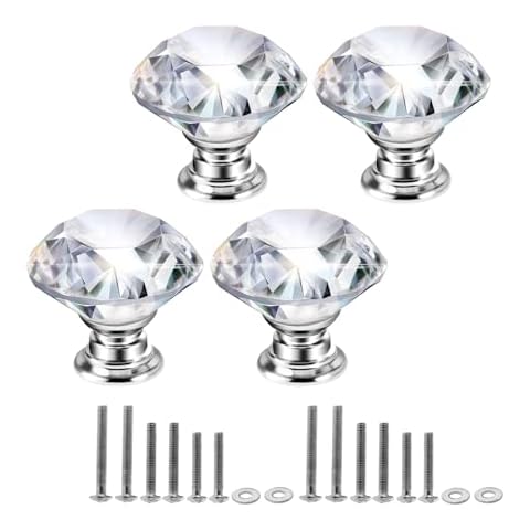 Mtsooning 4PCS Diamond Glass Knobs Cover